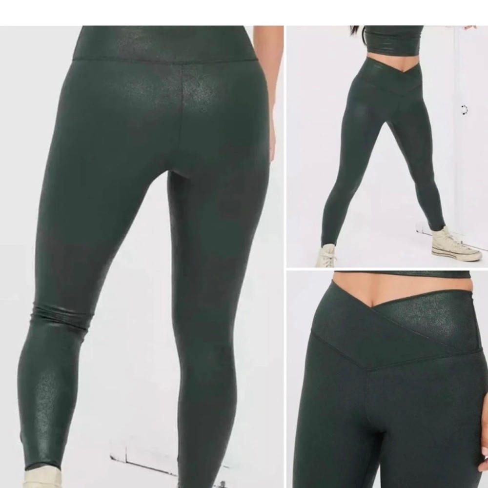 BUNDLE! Aerie crossover faux leather leggings! Green and Black New